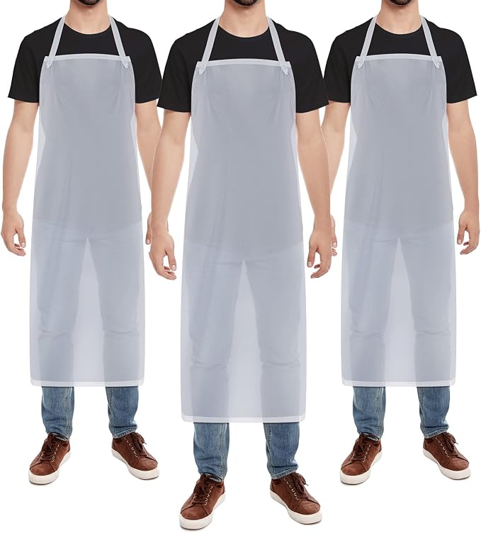 Hercicy 3 Pcs Heavy Duty Waterproof Aprons 47" PVC Vinyl Aprons Transparent by Hercicy