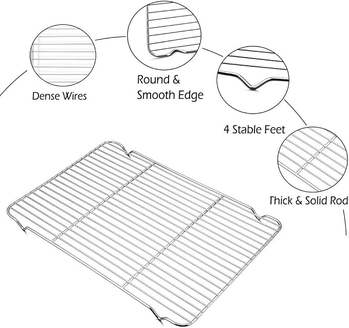 Oven Roasting Rack 11 x 15.4 inch Rectangle Baking Cooling Steaming Grilling - Image 5