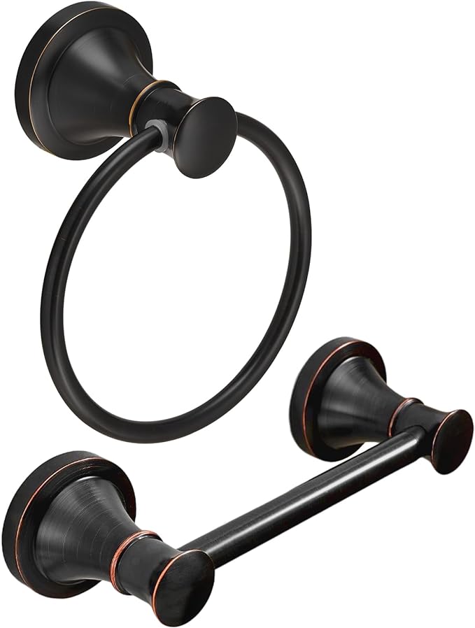 RUMOSE Toilet Paper Holder and Hand Towel Ring Oil Rubbed Bronze Wall Mount by RUMOSE