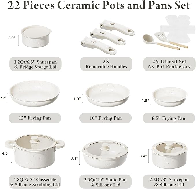 Bazova 22-Piece Pots and Pans Set Non Stick - Image 2