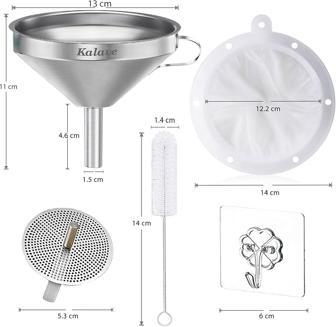 KALAVE Premium Stainless Steel Funnel, 5 Inch Food Grade Kitchen Funnels - Image 2
