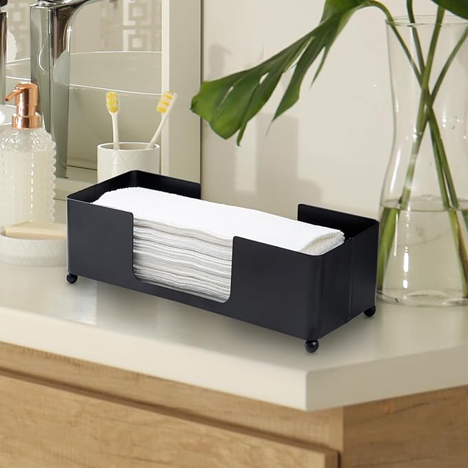 MyGift Modern Matte Black Metal Tabletop Commercial Folded Paper Towel Holder - Image 4