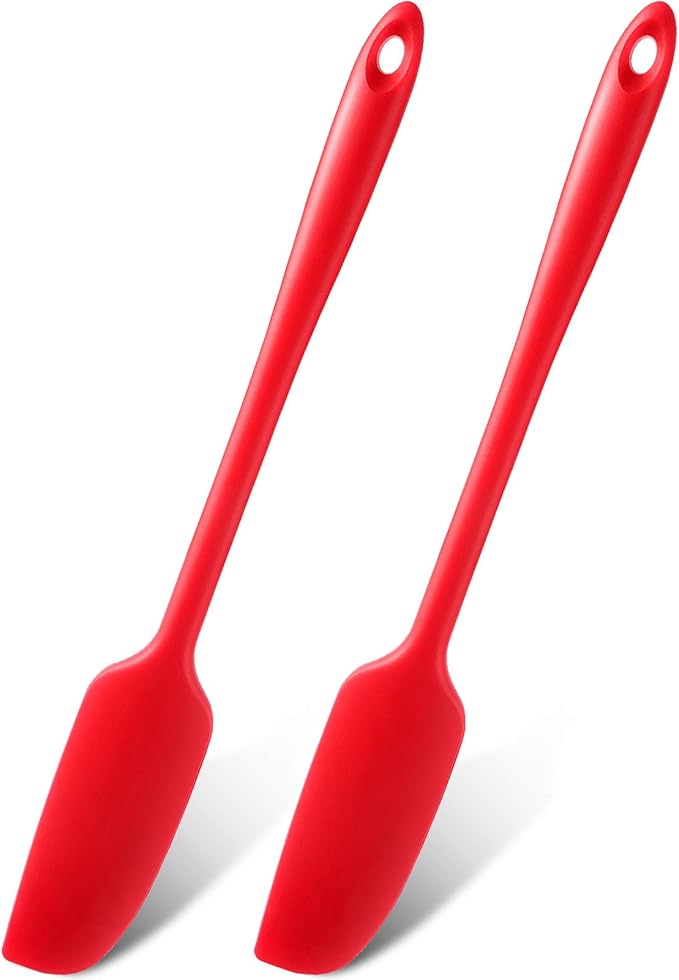 Patelai 2 Pieces Silicone Jar Spatula Long Handle Non-stick Rubber Scraper Heat by Patelai