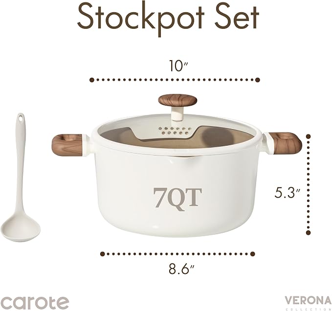 CAROTE Stock Pot with Lid, 7Quart Ceramic Soup Pot Non Toxic, Nonstick Cooking - Image 2