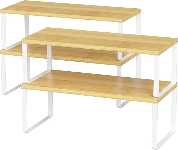 NEX Kitchen Cabinet and Counter Shelf Organizer, Stackable & Expandable by NEX