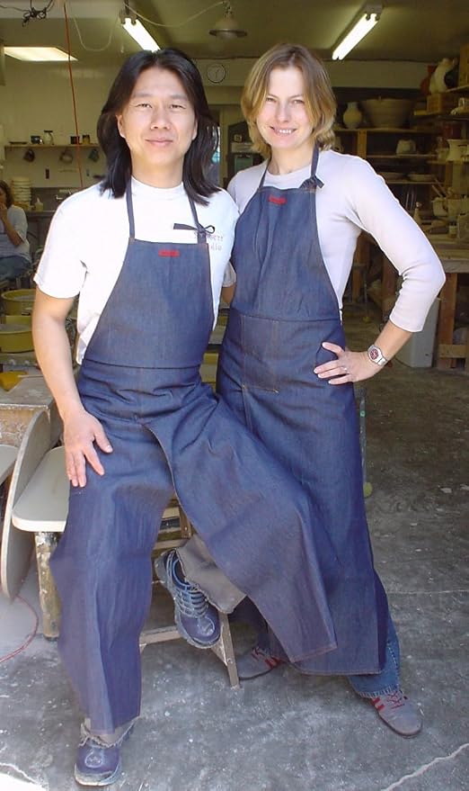 Deep Purple Split Leg Apron, Cotton Canvas Full Coverage Pottery Apron - Image 8