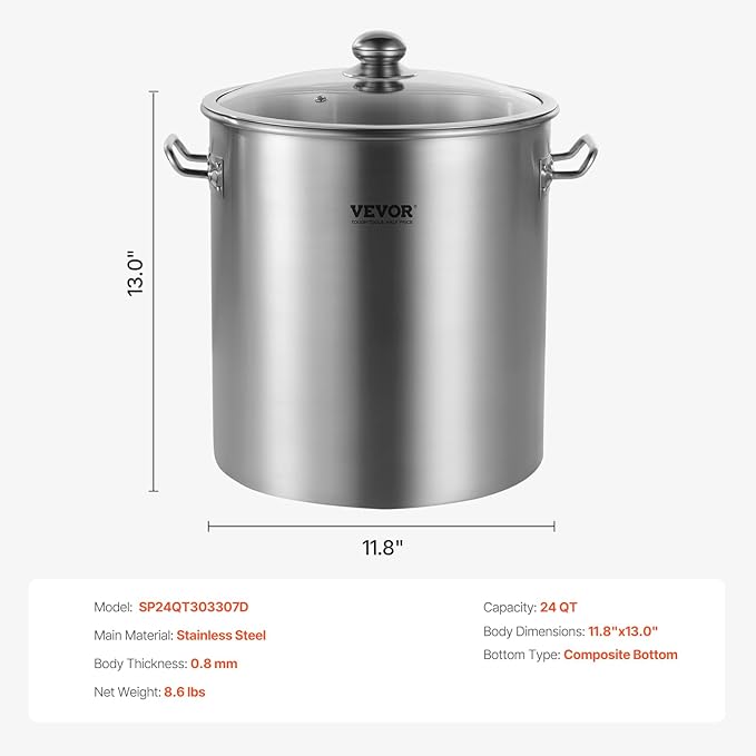 VEVOR Stainless Steel Stockpot, 24 Quart Cooking Pots, Cookware Sauce Pot - Image 7