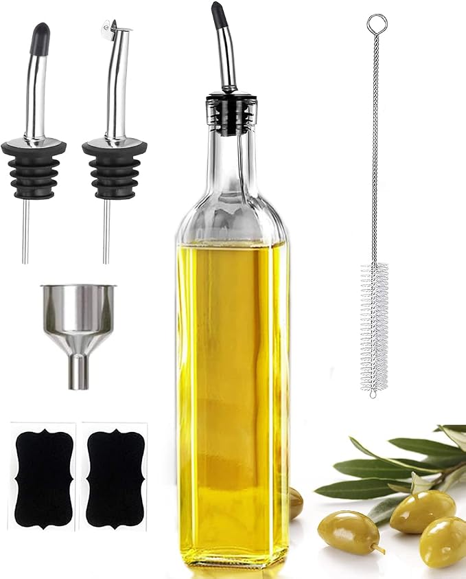 Leaflai 17oz Olive Oil Dispenser Bottle, 500ml Oil & Vinegar Cruet by Leaflai