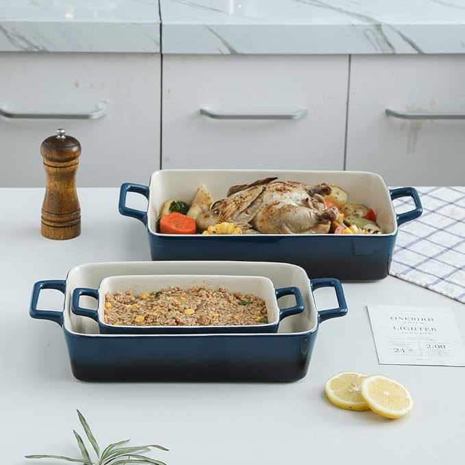 KOOV Bakeware Set, Ceramic Baking Dish, Rectangular Baking Pans Set, Casserole - Image 4