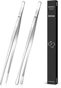 2 Pcs 12-inch Cooking Tweezers Tongs Precision Serrated Tips, Stainless Steel by SOUXMUX