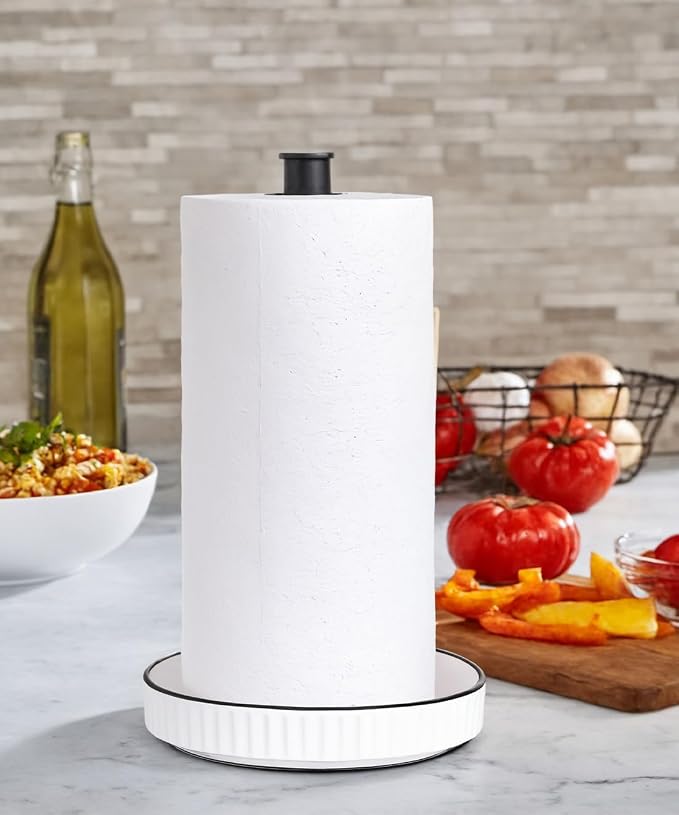 VROOMIUM Black Paper Towel Holder Countertop, Ceramic Base Easy-to-Clean - Image 5