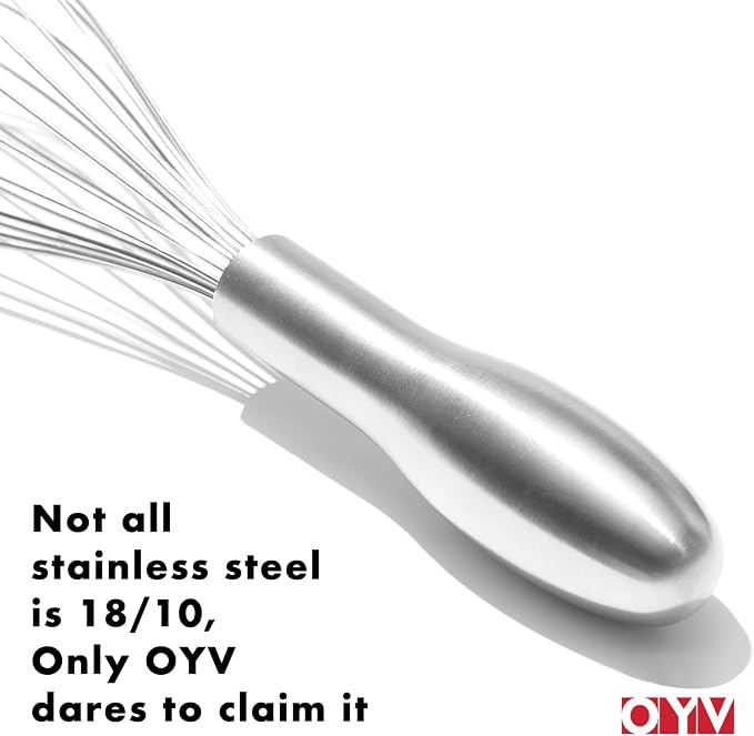 OYV 18/10 Stainless Steel Whisk, Ergonomic Handle, Dishwasher Safe Metal whisk - Image 3