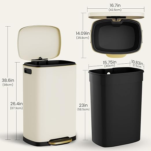 ELPHECO Kitchen Trash Can with Lid Soft Close, 13 Gallon / 50L Stainless Steel - Image 7