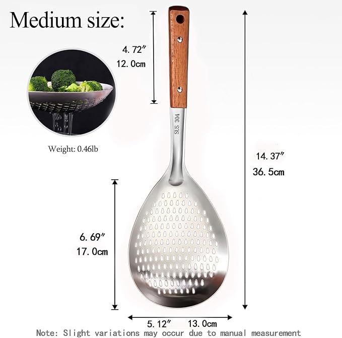Spider Strainer Colander with Wood Handle, Solid Stainless Steel Kitchen Utensil - Image 2