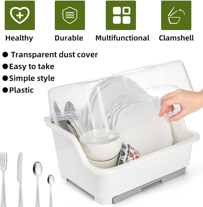 Dish Drying Rack, Plastic Plate Cup Dryer Holder - Image 4