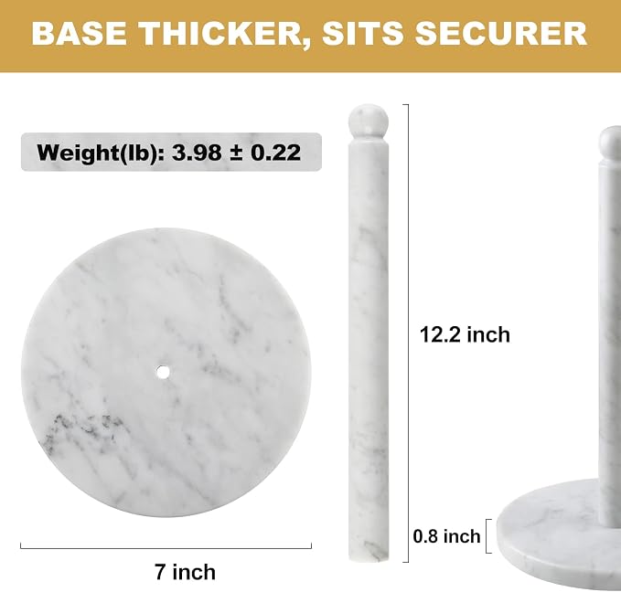 Koville Italian Marble Paper Towel Holder Countertop, Carrara Stone Paper Towel - Image 2
