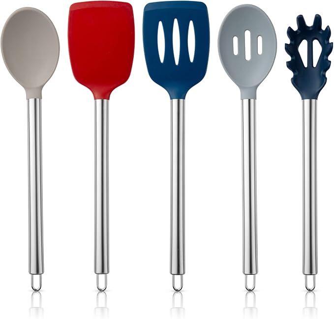 COOK WITH COLOR Silicone Cooking Utensils, Kitchen Utensil Set, Cooking Utensils by CookwithColor