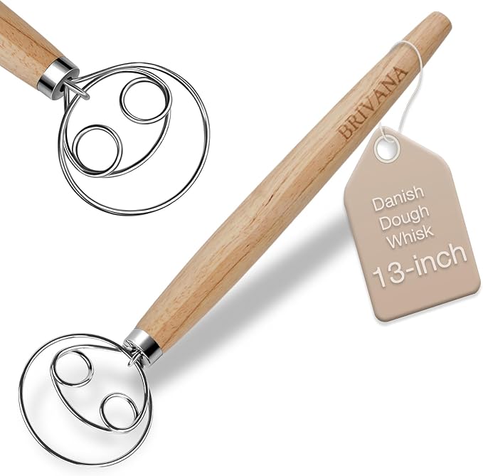 13-Inch Danish Dough Whisk, Wooden Handle by Unknown