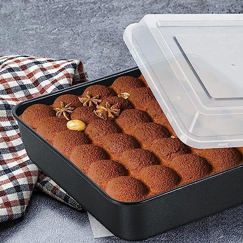 9x9 Inch Square Baking Pan with Lid Set, E-far Nonstick Square Cake