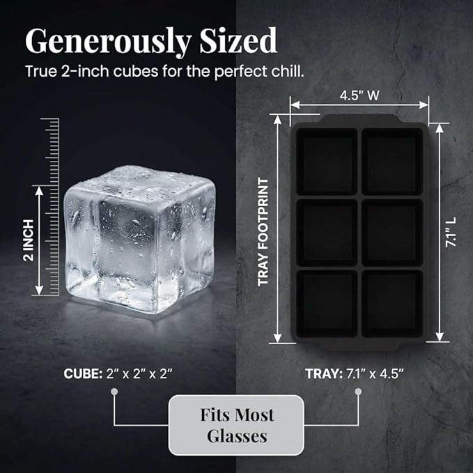 KitchFort Large Silicone Ice Cube Tray, Easy Release 2" Big Ice Cubes - Image 9