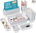 Kutesna 25 PCS White Drawer Organizer Set, 4 Size Interlocking Plastic Storage by Kutesna