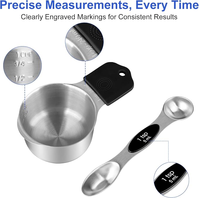 Magnetic Measuring Cups & Spoons Set, Strong N45 Magnets, Heavy Duty Stainless - Image 4
