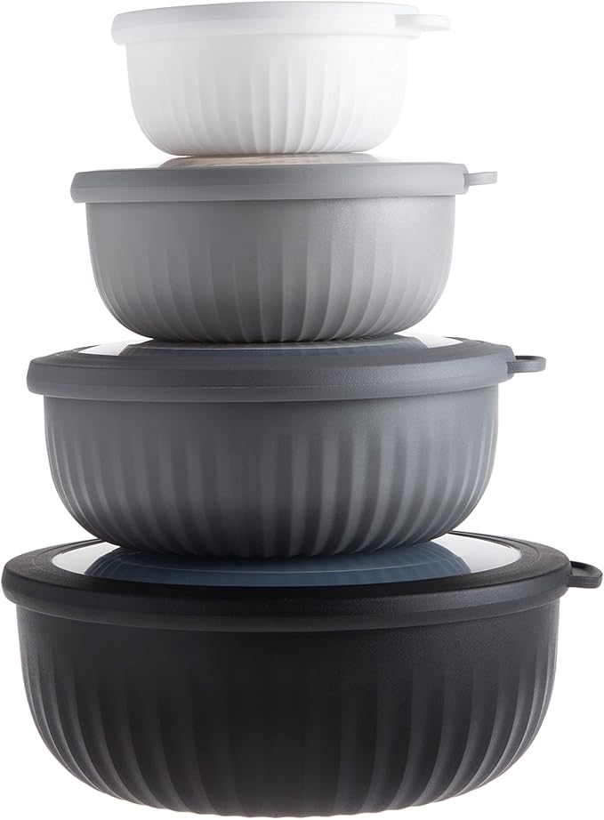 COOK WITH COLOR Prep Bowls with Lids- Wide and Deep Nesting Plastic Small by CookwithColor