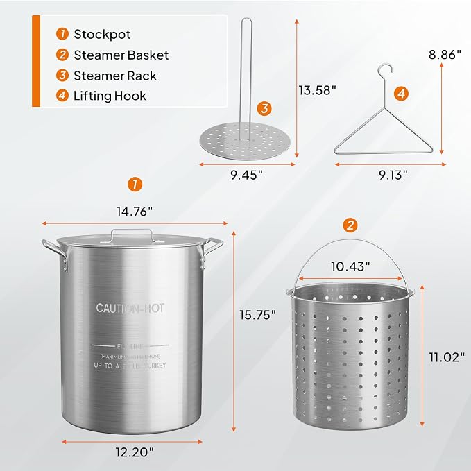 Bonnlo 30QT Aluminum Stock Pot for Boiling Seafood, Crawfish & Crab, Frying - Image 6