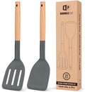 Pack of 2 Silicone Cooking Spatula, Heat Resistant Solid Turner, Non Stick by BUNDLEPRO