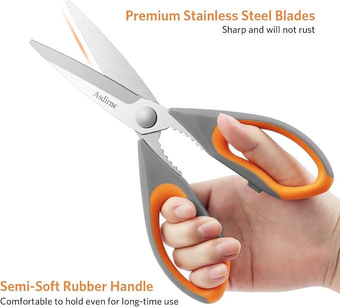 Asdirne Kitchen Scissors Set, Knife-Grade Stainless Steel, TPR Comfortable - Image 4