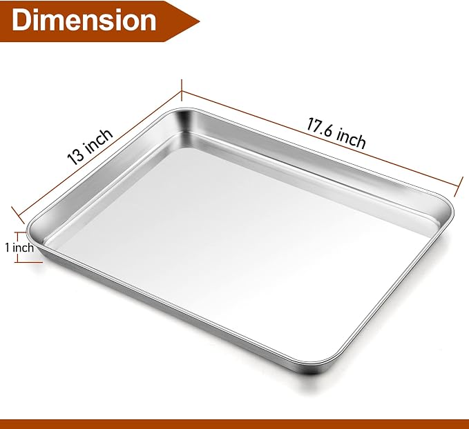 TeamFar Baking Sheet, 17.6’’ x 13’’ x 1’’ Stainless Steel Large Cookie Sheet - Image 2