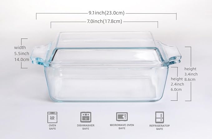 Rectangular Tempered Glass Casserole Dish, Tempered Glass Baking Dish - Image 2
