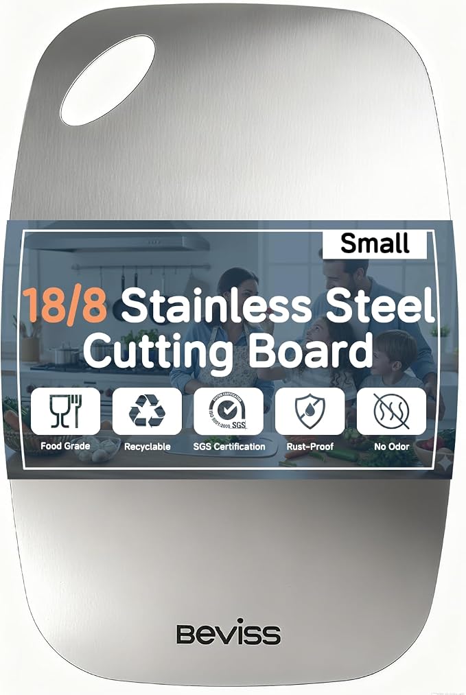 Cutting Board Non-Toxic, 304 Stainless Steel Cutting Board Double Sided by HOME