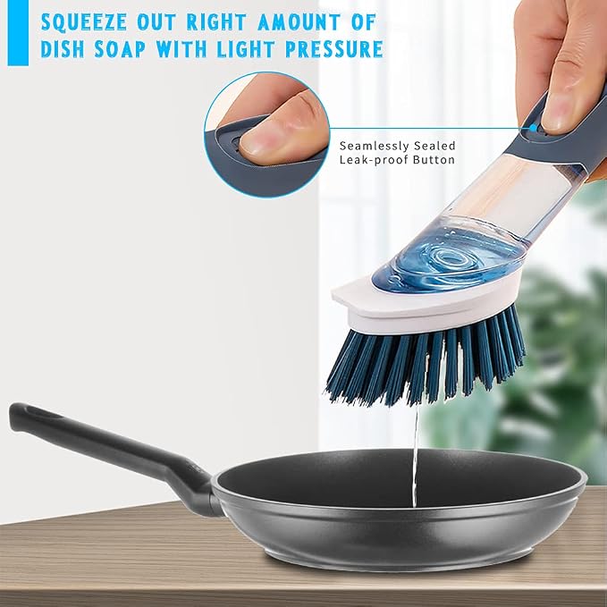 Dish Cleaning Brush, Soap Dispensing Dish Brush Set - Image 2