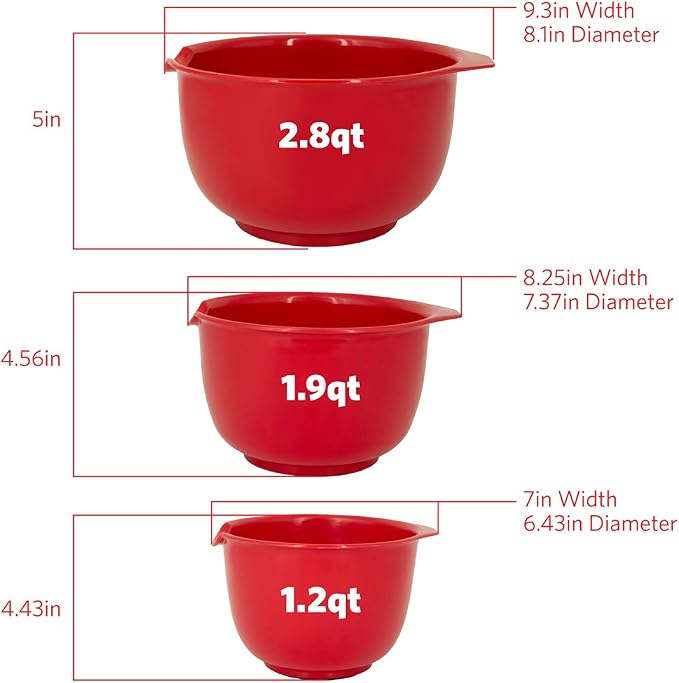 Glad Mixing Bowls with Pour Spout, BPA Free, Dishwasher Safe Plastic | Kitchen - Image 3