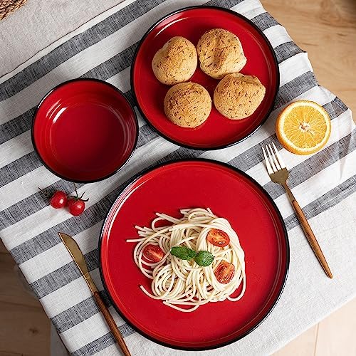 LEHAHA Melamine 12-Piece Modern Dinnerware Set, Kitchen Plates and