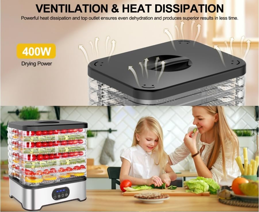 Food Dehydrator Machine, 400W, 8 Trays