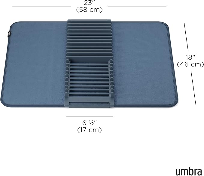 Umbra Udry Dish Rack and Microfiber Drying Mat – Space-Saving Design Folds Up - Image 3