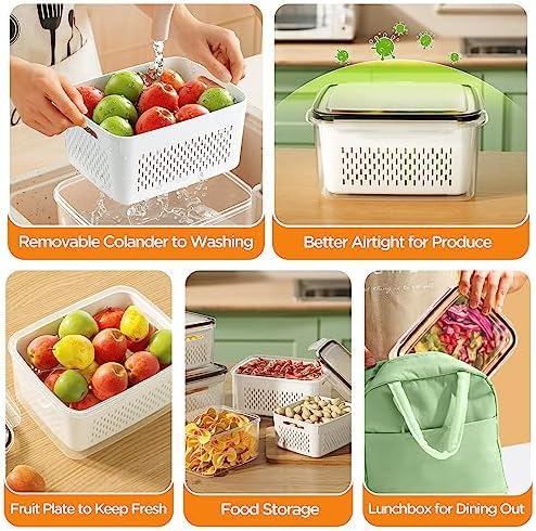 5-Pack Fruit Storage Containers with Removable Colanders