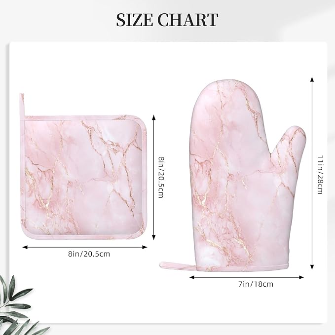 Oven Mitts and Pot Holders Light Pink Marble Art Silicone Kitchen Accessories - Image 3