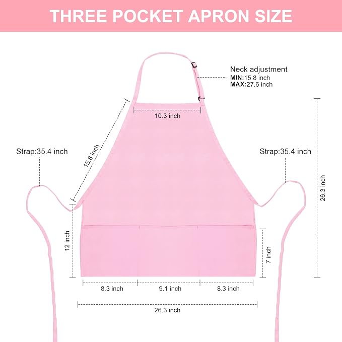Jubatus 2 Pack 3 Pockets Adjustable Bib Apron Chef Kitchen Cooking Aprons - Image 6