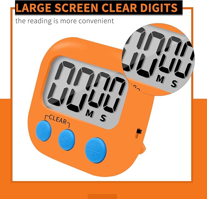 6 Pack Small Digital Kitchen Timer Magnetic Back and ON/Off Switch, Minute - Image 2
