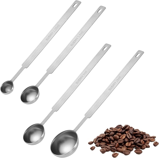 4Pcs Long Handle Measuring Spoons Set, 7 Inches Stainless Steel Measuring spoon by Hariendny
