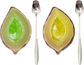 2 Pack Coffee Spoon and Leaf Rest Set, Ice Cracks Leaf Ladle Holder, Tea Spoon by LYMOI