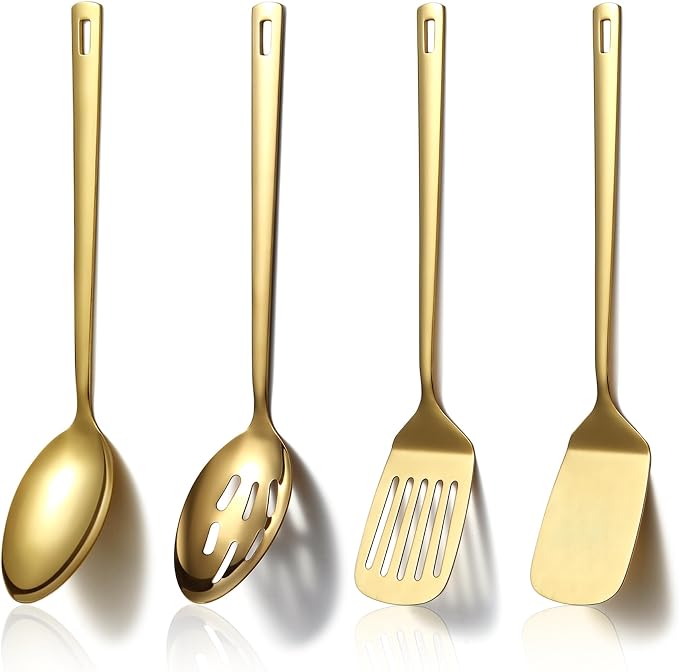 Homquen Gold Kitchen Utensils Set 4pcs, Titanium Gold Plating Stainless Steel by HOMQUEN