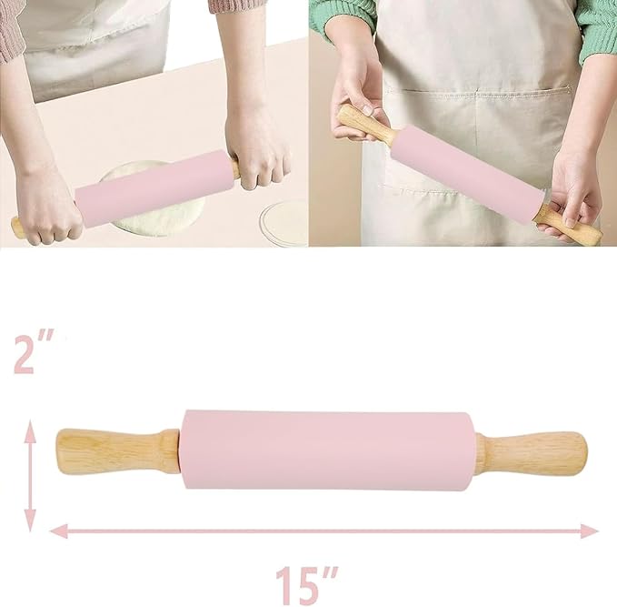 Silicone Rolling Pin for Baking, 15inch Pastry Dough Roller - Image 4