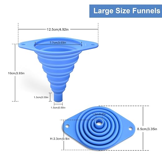 Kitchen Funnels Set 4 Pack，Small and Large，Silicone Collapsible Funnel，Small - Image 3