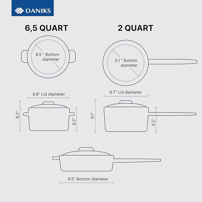Daniks Classic 12-Piece Stainless Steel Cookware Set - Image 5
