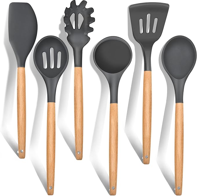 E-far Cooking Utensils Set of 6, Silicone Kitchen Utensils by E-far
