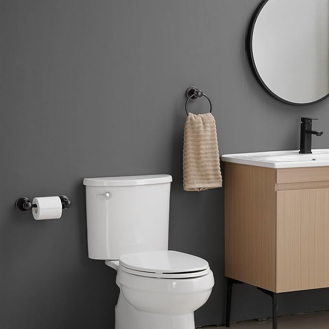 RUMOSE Toilet Paper Holder and Hand Towel Ring Oil Rubbed Bronze Wall Mount - Image 2